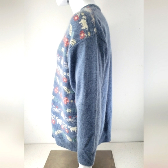 Spring Creek Lambswool Angora Blend White Pearl Button Ugly Christmas Sweater - Picture 3 of 15